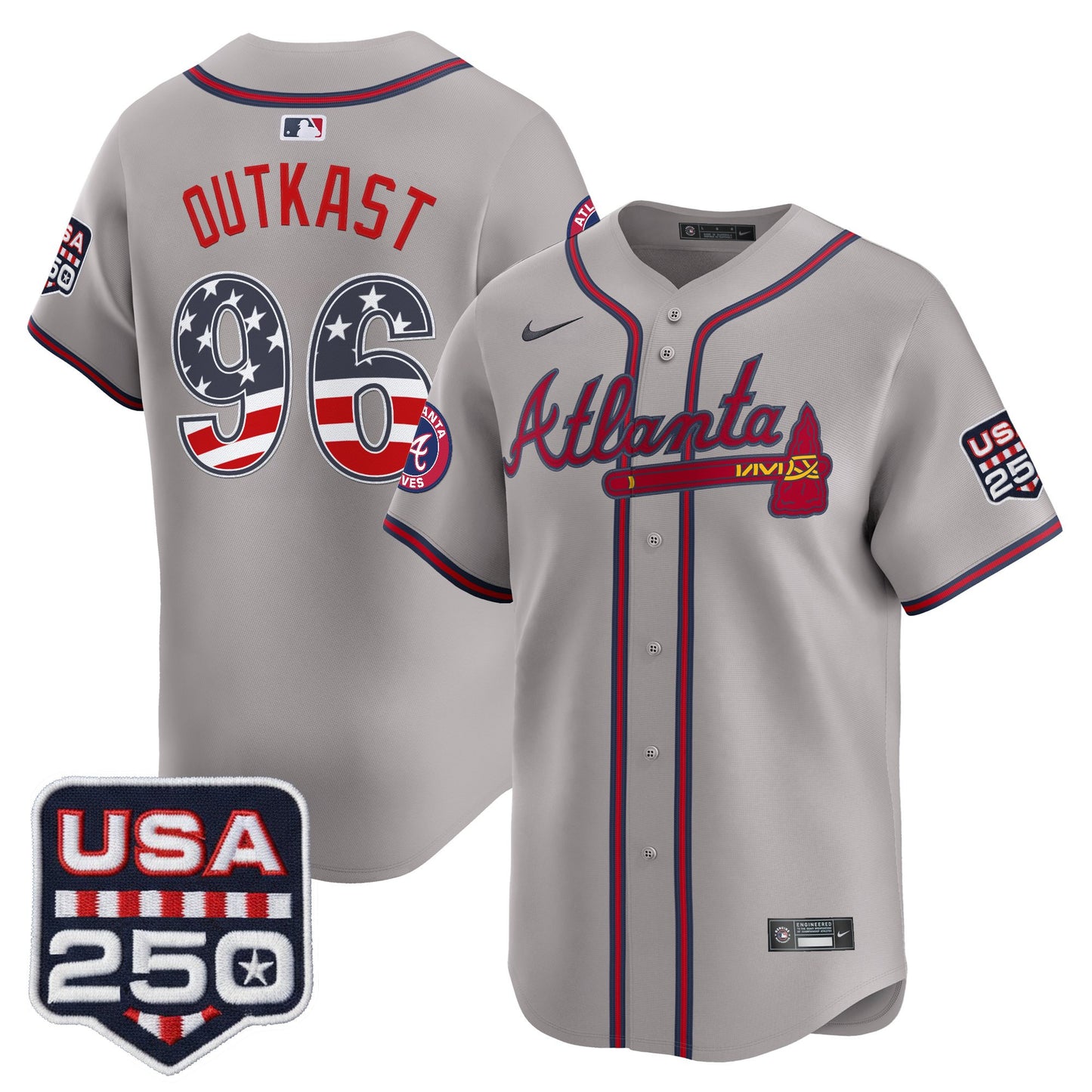 Atlanta Braves USA 250 Fourth of July Vapor Premier Limited Jersey - All Stitched