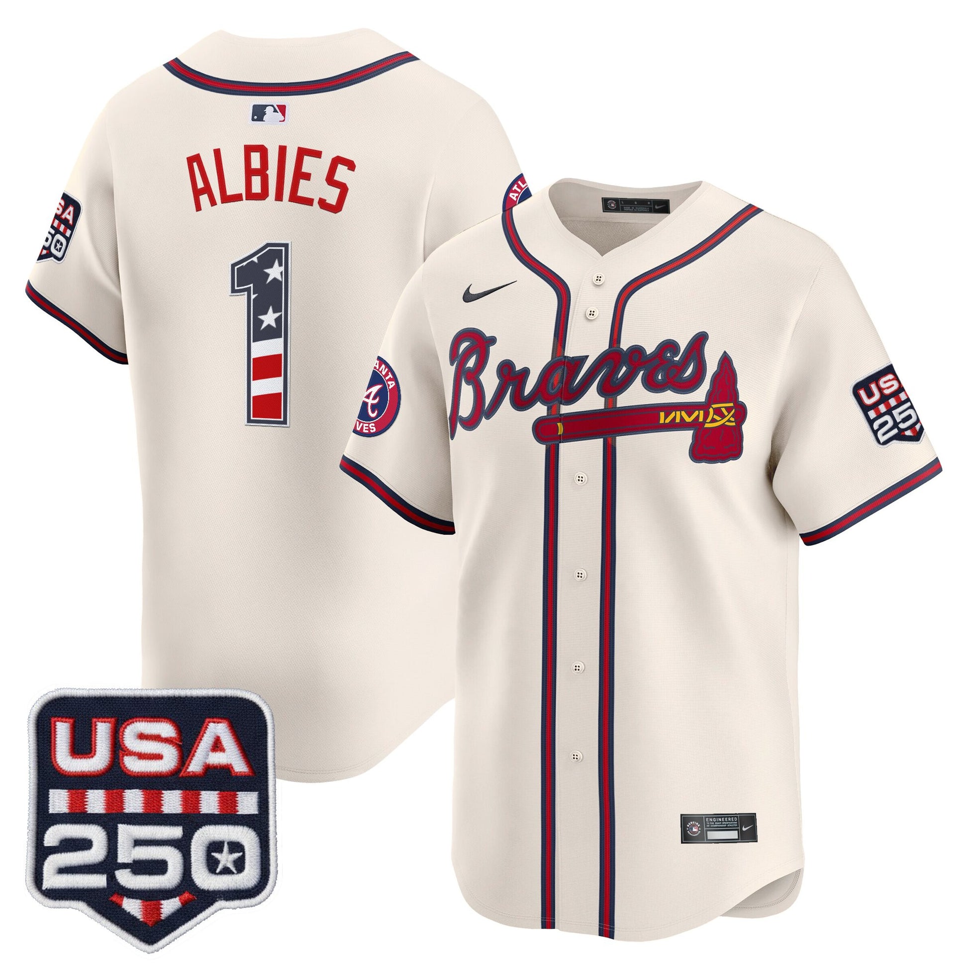 Atlanta Braves USA 250 Fourth of July Vapor Premier Limited Jersey - All Stitched