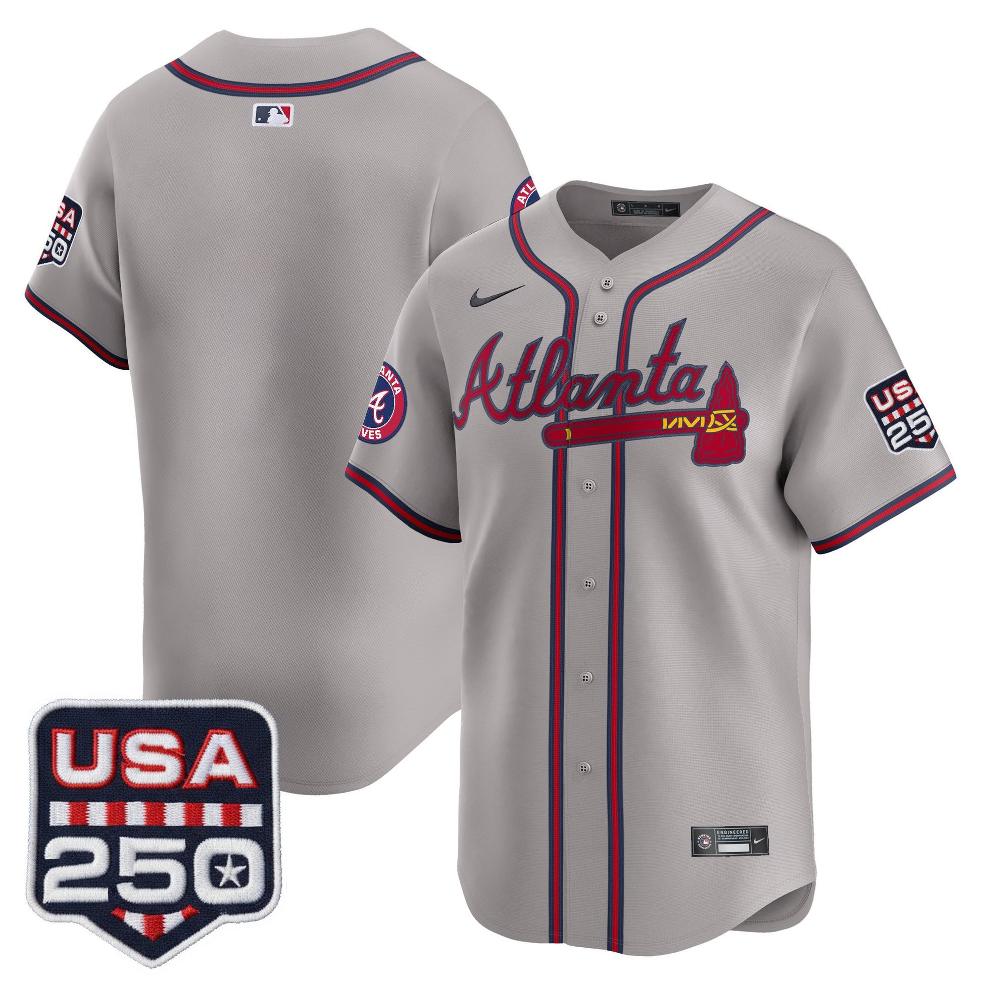 Atlanta Braves USA 250 Fourth of July Vapor Premier Limited Jersey - All Stitched
