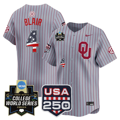 Oklahoma Sooners USA 250 Fourth of July Vapor Premier Limited Jersey - 2026 World Series Patch - All Stitched