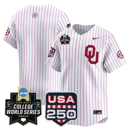 Oklahoma Sooners USA 250 Fourth of July Vapor Premier Limited Jersey - 2026 World Series Patch - All Stitched