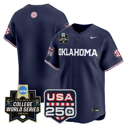 Oklahoma Sooners USA 250 Fourth of July Vapor Premier Limited Jersey - 2026 World Series Patch - All Stitched
