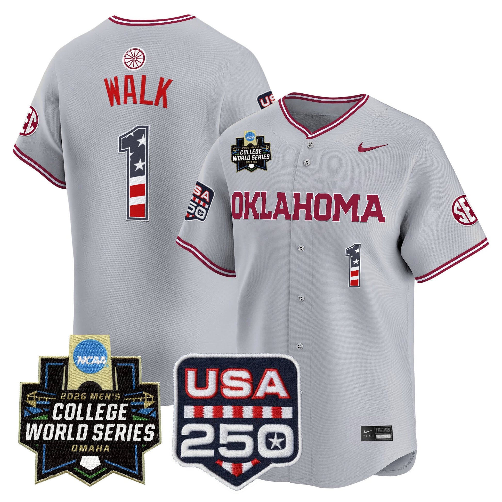 Oklahoma Sooners USA 250 Fourth of July Vapor Premier Limited Jersey - 2026 World Series Patch - All Stitched