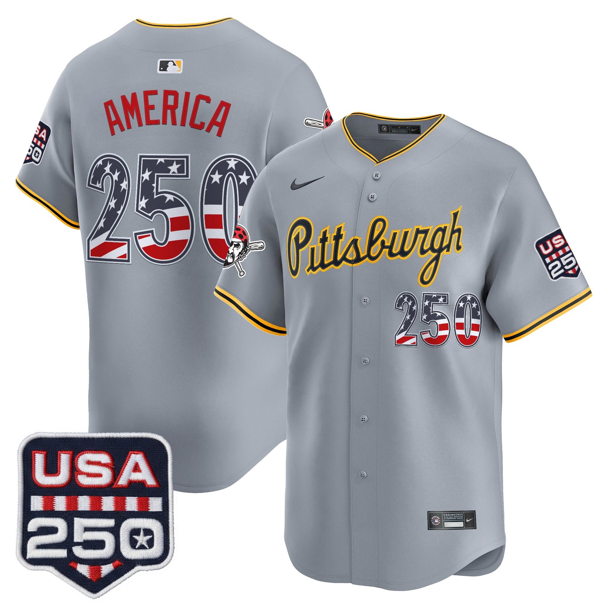 Pittsburgh Pirates USA 250 Fourth of July Vapor Premier Limited Jersey - All Stitched