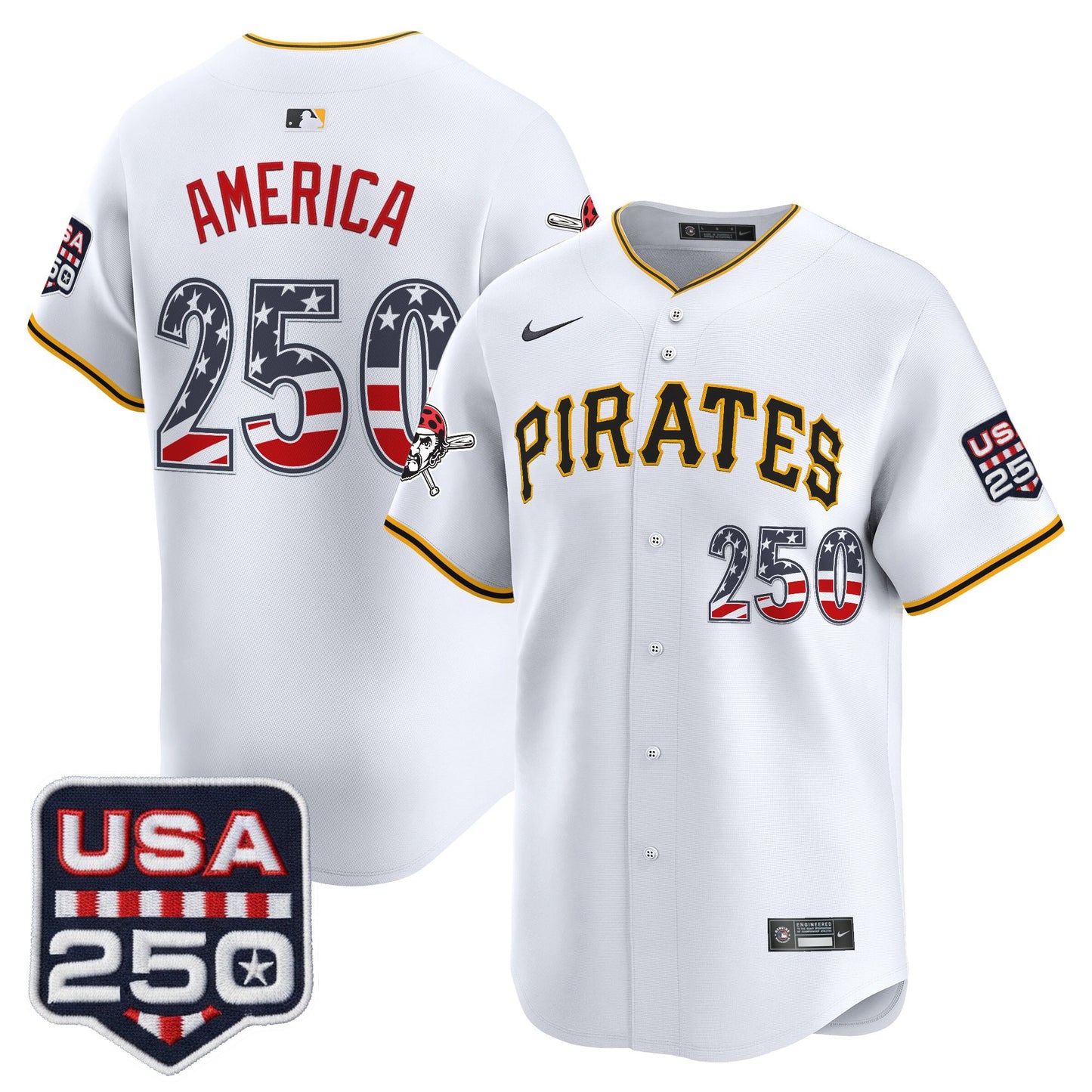 Pittsburgh Pirates USA 250 Fourth of July Vapor Premier Limited Jersey - All Stitched
