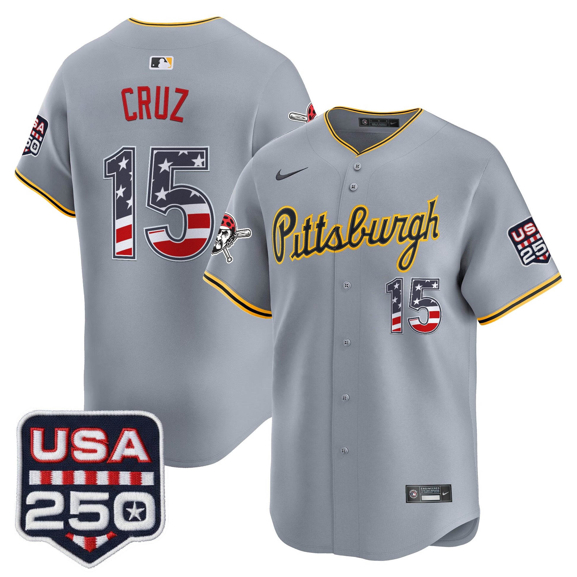 Pittsburgh Pirates USA 250 Fourth of July Vapor Premier Limited Jersey - All Stitched