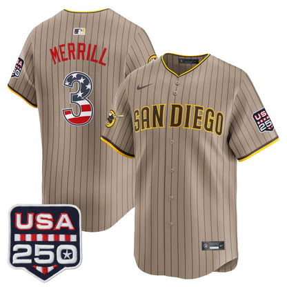 San Diego Padres USA 250 Fourth of July Vapor Premier Limited Jersey - All Stitched