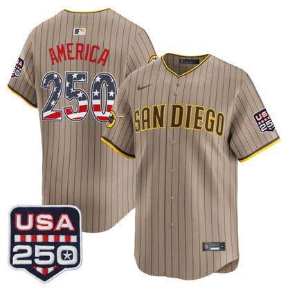 San Diego Padres USA 250 Fourth of July Vapor Premier Limited Jersey - All Stitched