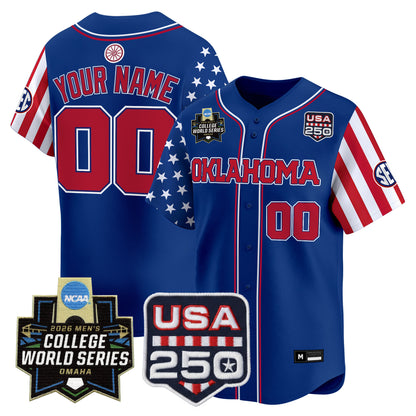 Oklahoma Sooners 2026 World Series "America 250 Edition" Vapor Premier Limited Custom Jersey - All Stitched