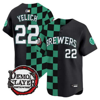 Milwaukee Brewers x Demon Slayer Vapor Premier Limited Jersey - Stitched