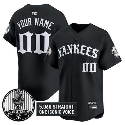 New York Yankees 'Old English Edition' Vapor Premier Limited Custom Jersey - John Sterling Patch - All Stitched