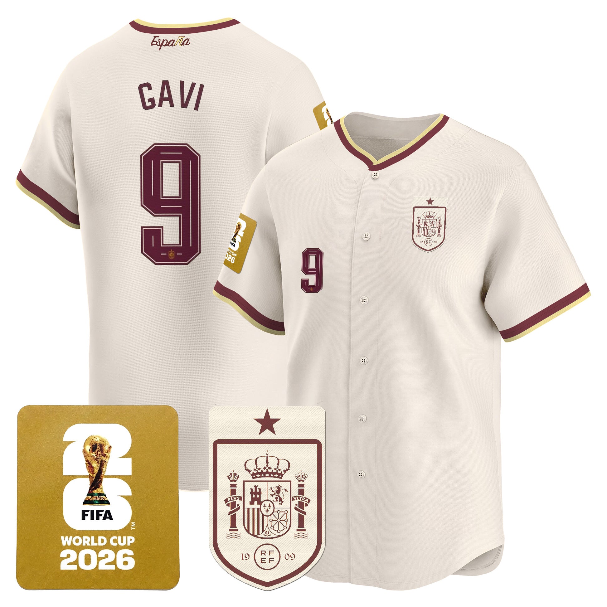 Spain 2026 World Cup Vapor Baseball Jersey - Stitched