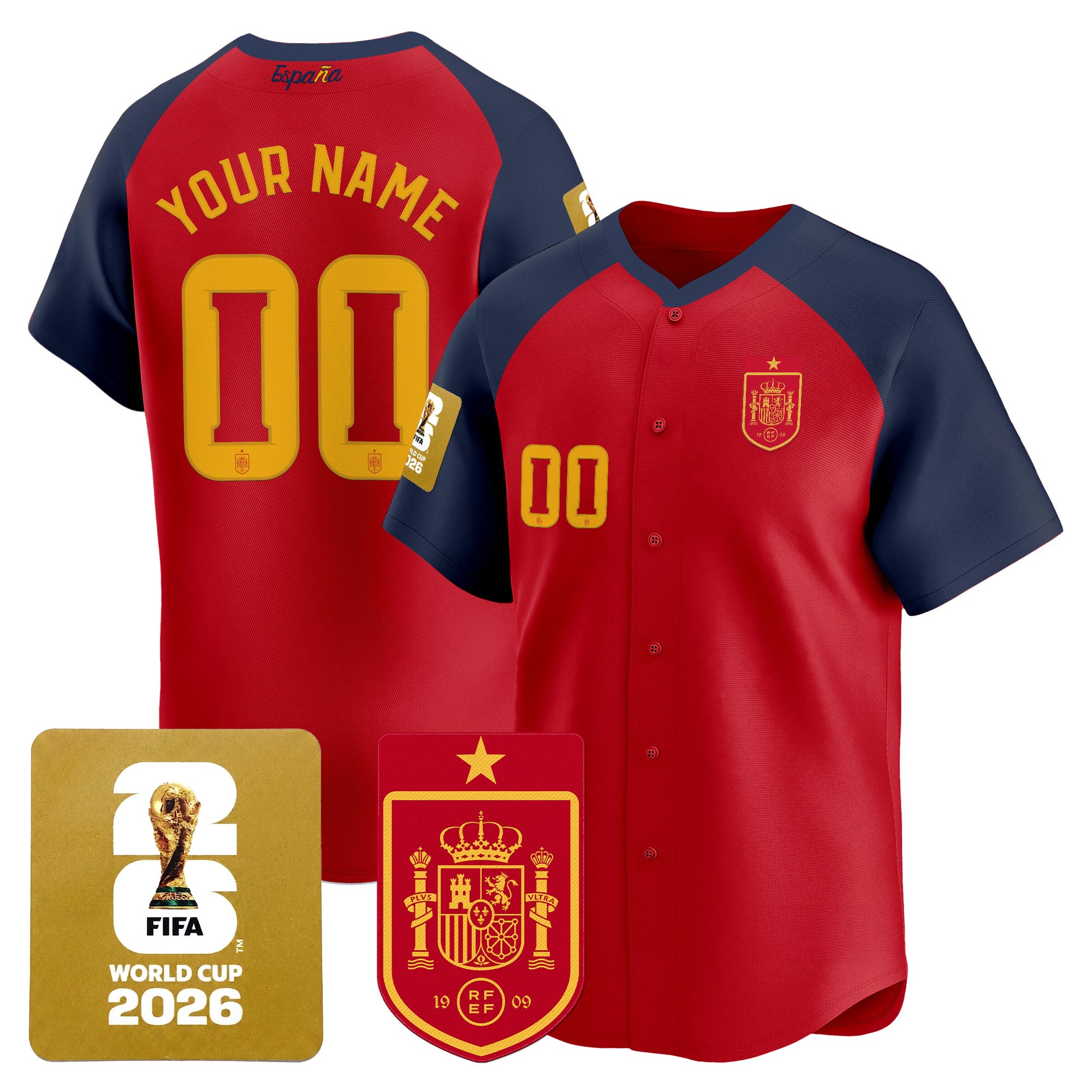 Spain 2026 World Cup Vapor Custom Baseball Jersey - Stitched