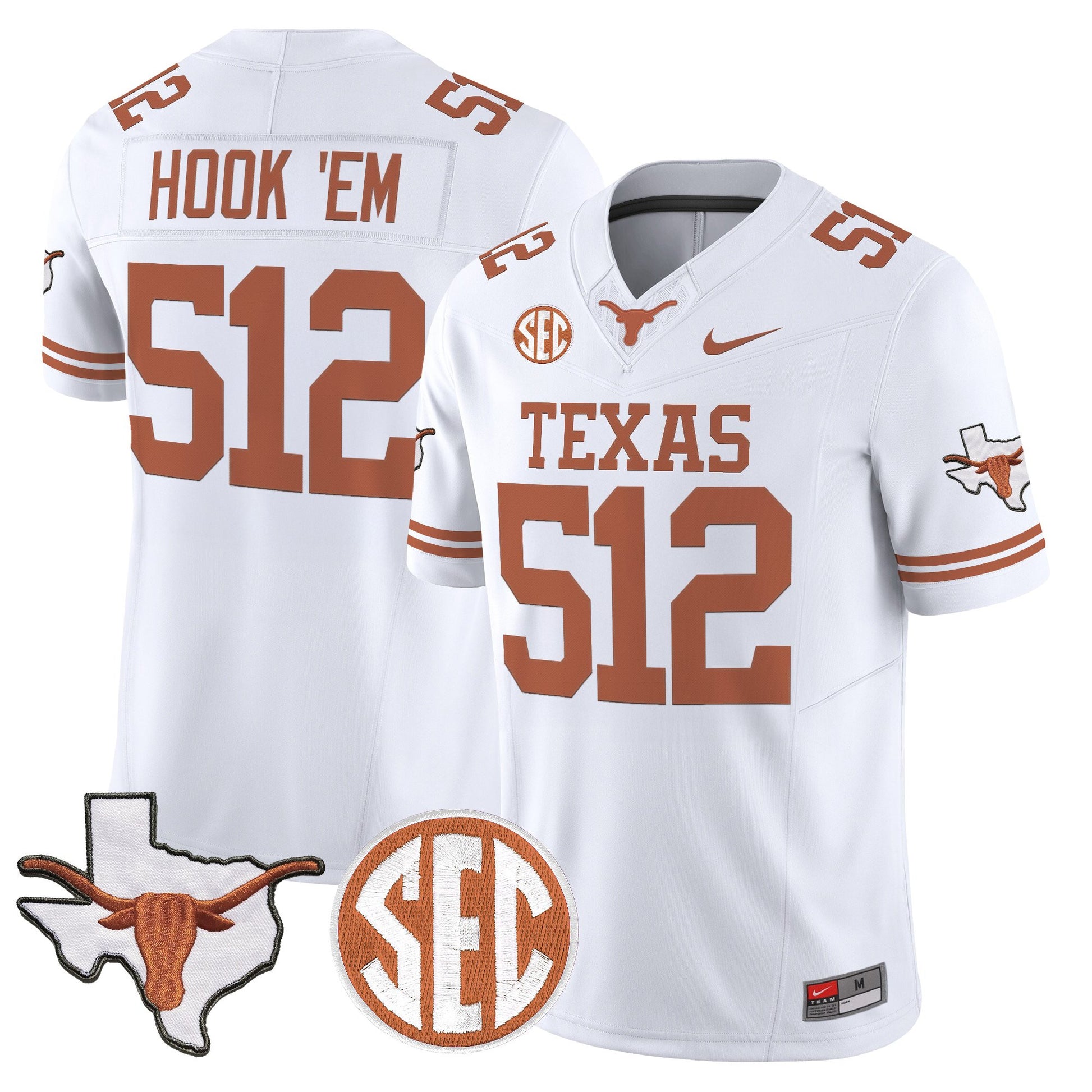 Texas Longhorns 2026 State Map & SEC Patch Vapor Limited Jersey - All Stitched