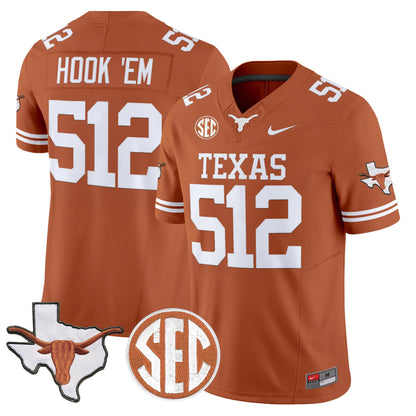 Texas Longhorns 2026 State Map & SEC Patch Vapor Limited Jersey - All Stitched