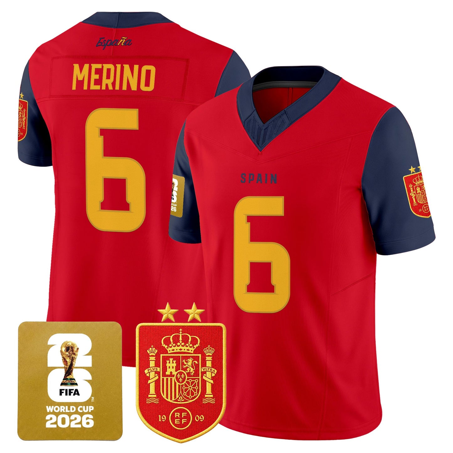 Spain 2026 World Cup Vapor Football Jersey - 2-Star World Champions - All Stitched