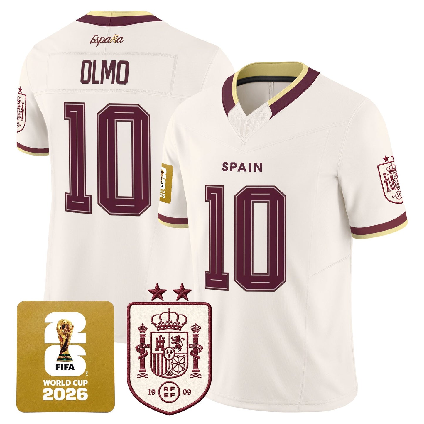 Spain 2026 World Cup Vapor Football Jersey - 2-Star World Champions - All Stitched