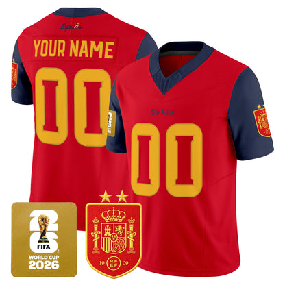 Spain 2026 World Cup Vapor Football Custom Jersey - 2-Star World Champions - All Stitched