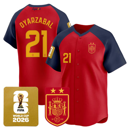  Spain 2026 World Cup Vapor Baseball Jersey - 2-Star World Champions - Stitched