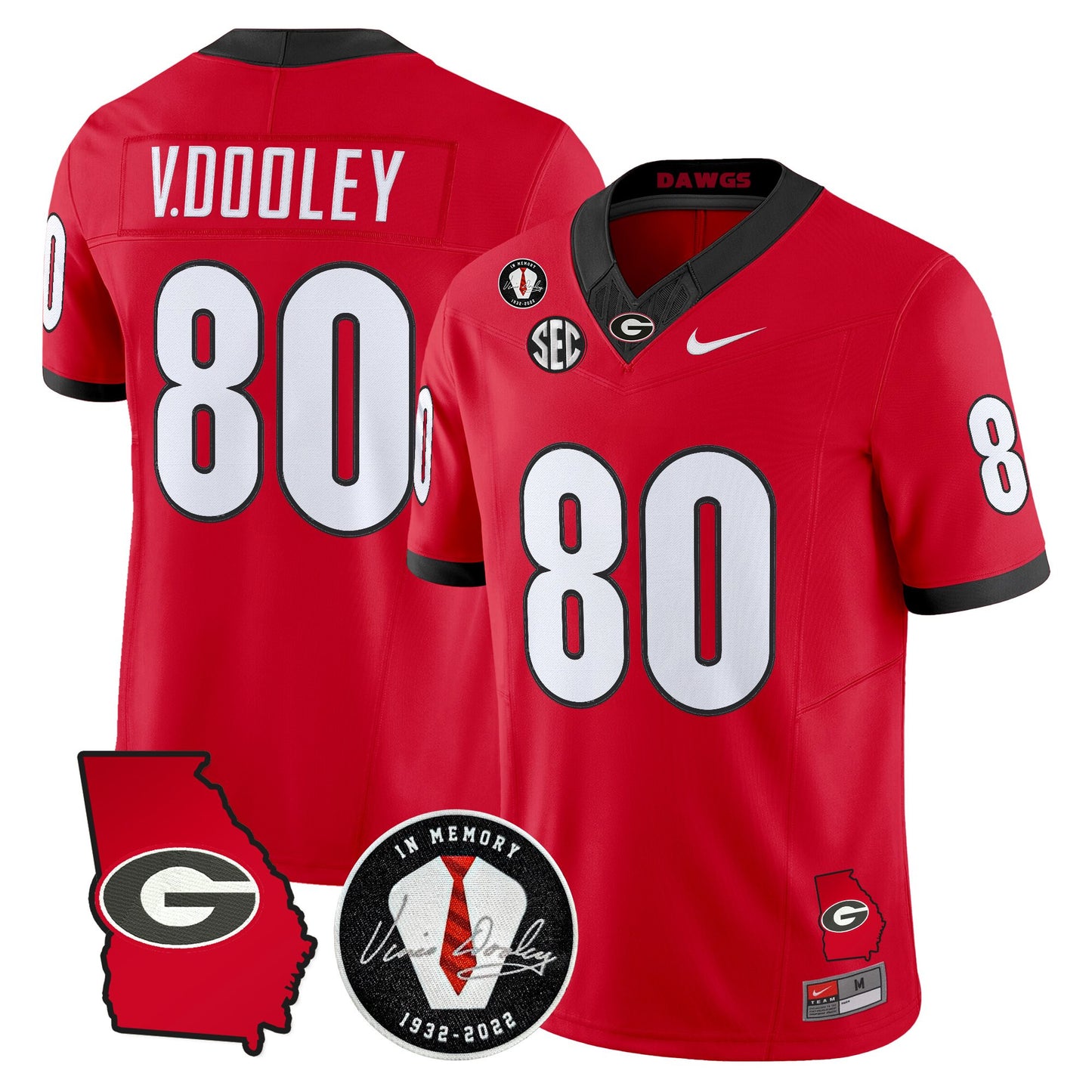 Georgia Bulldogs 2026 Georgia Map & Vince Dooley Patch Vapor Limited Jersey - Stitched