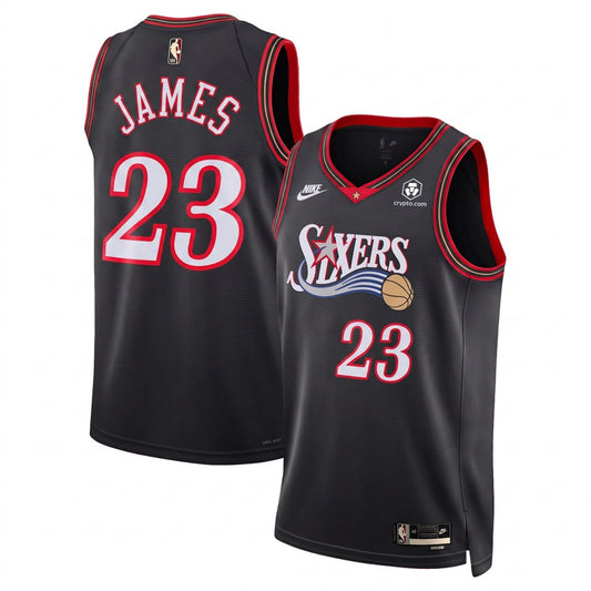 LeBron James Philadelphia 76ers Black Jersey - All Stitched