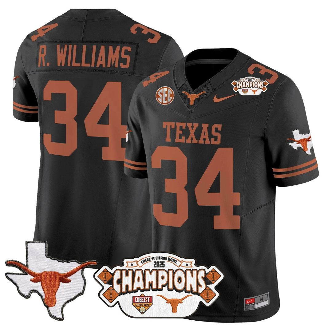 TEX 2025 State Map & Citrus Bowl Champions Patch Vapor Limited Jersey - All Stitched