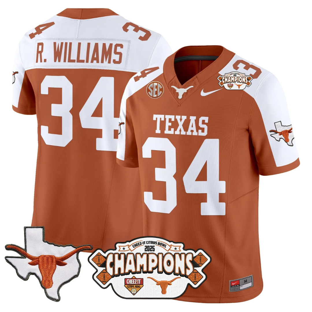 TEX 2025 State Map & Citrus Bowl Champions Patch Vapor Limited Jersey - All Stitched