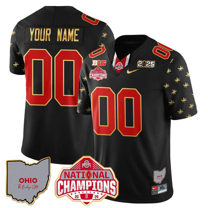 OSU 2025 CFP Patch - National Champions Gold Custom Jersey - All Stitched