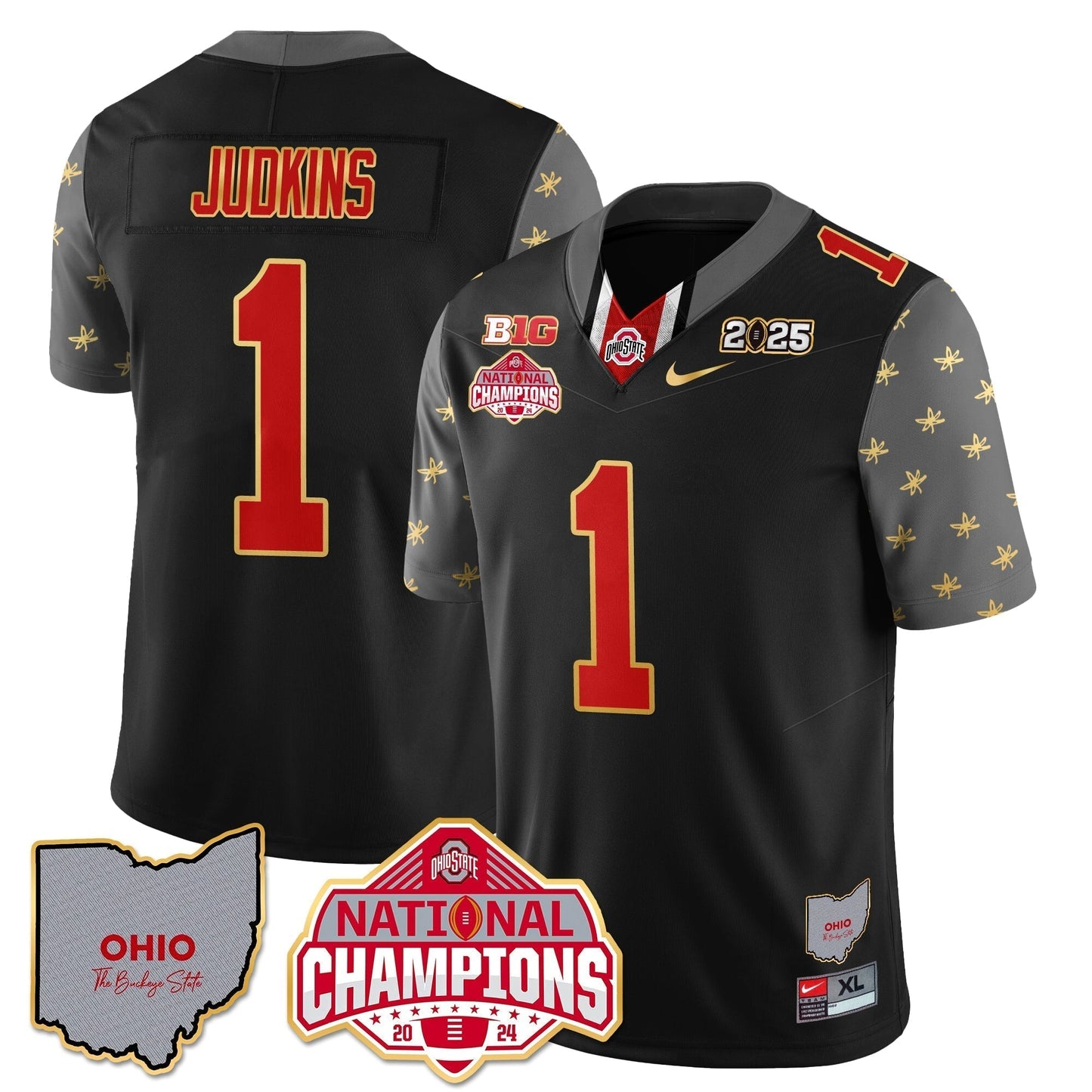 OSU 2025 CFP Patch - National Champions Gold Jersey - All Stitched