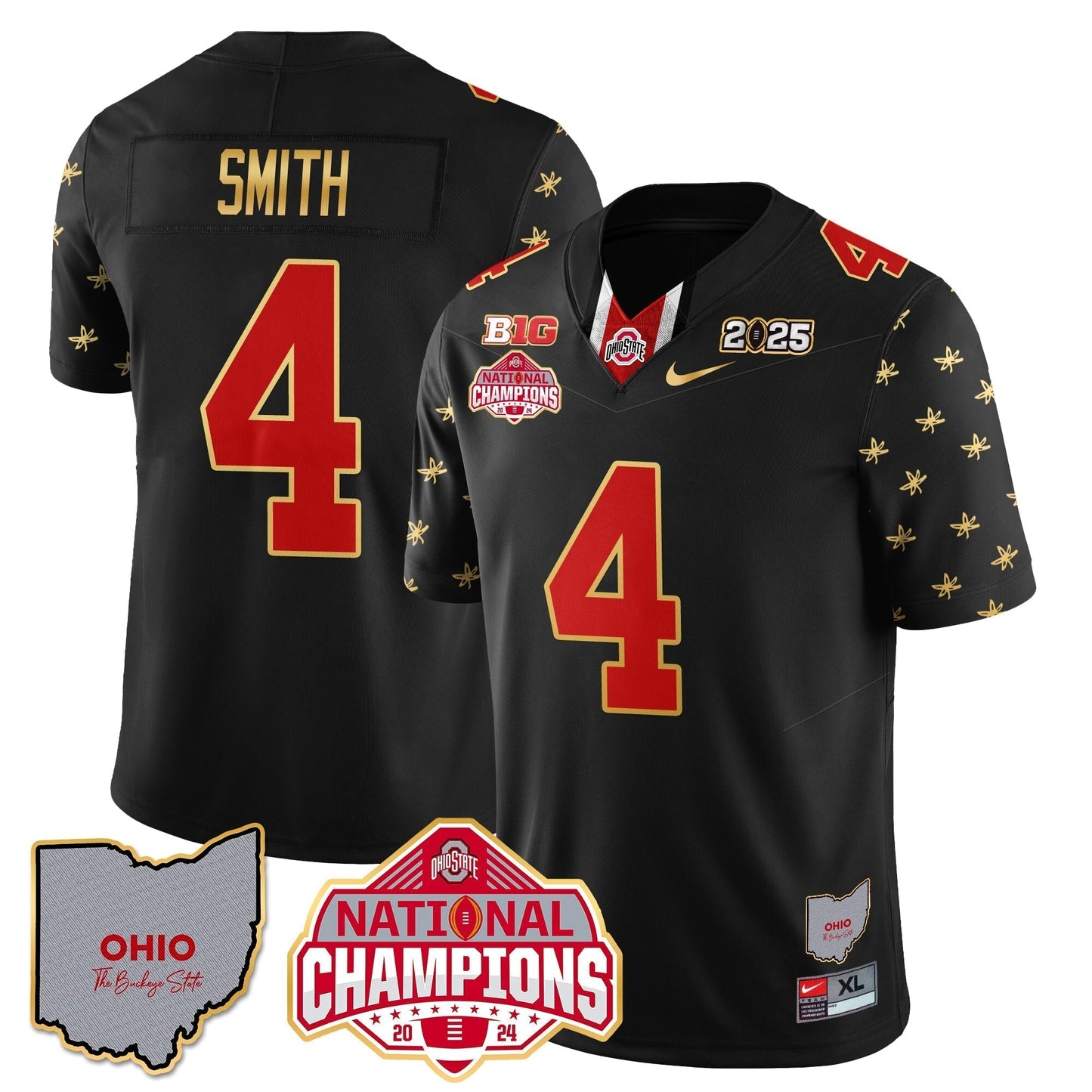 OSU 2025 CFP Patch - National Champions Gold Jersey - All Stitched