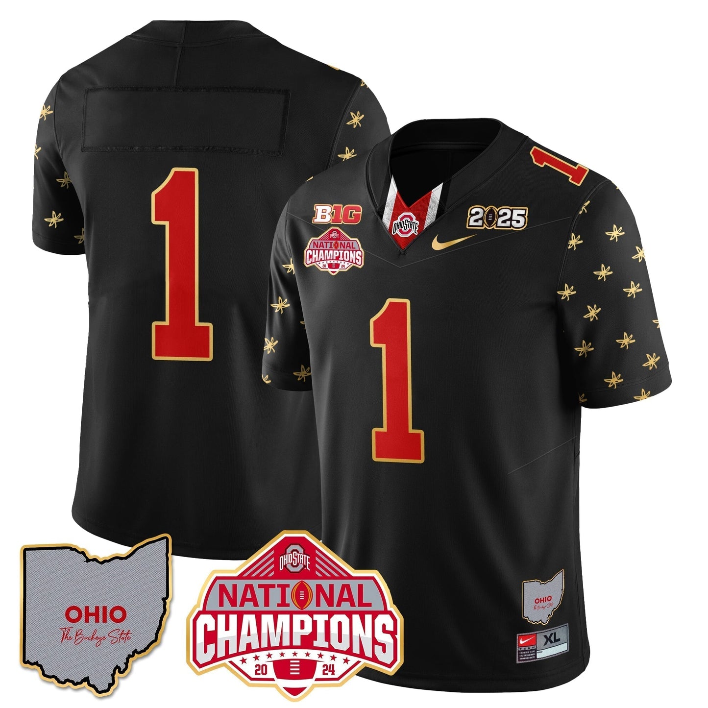 OSU 2025 CFP Patch - National Champions Gold Jersey - All Stitched