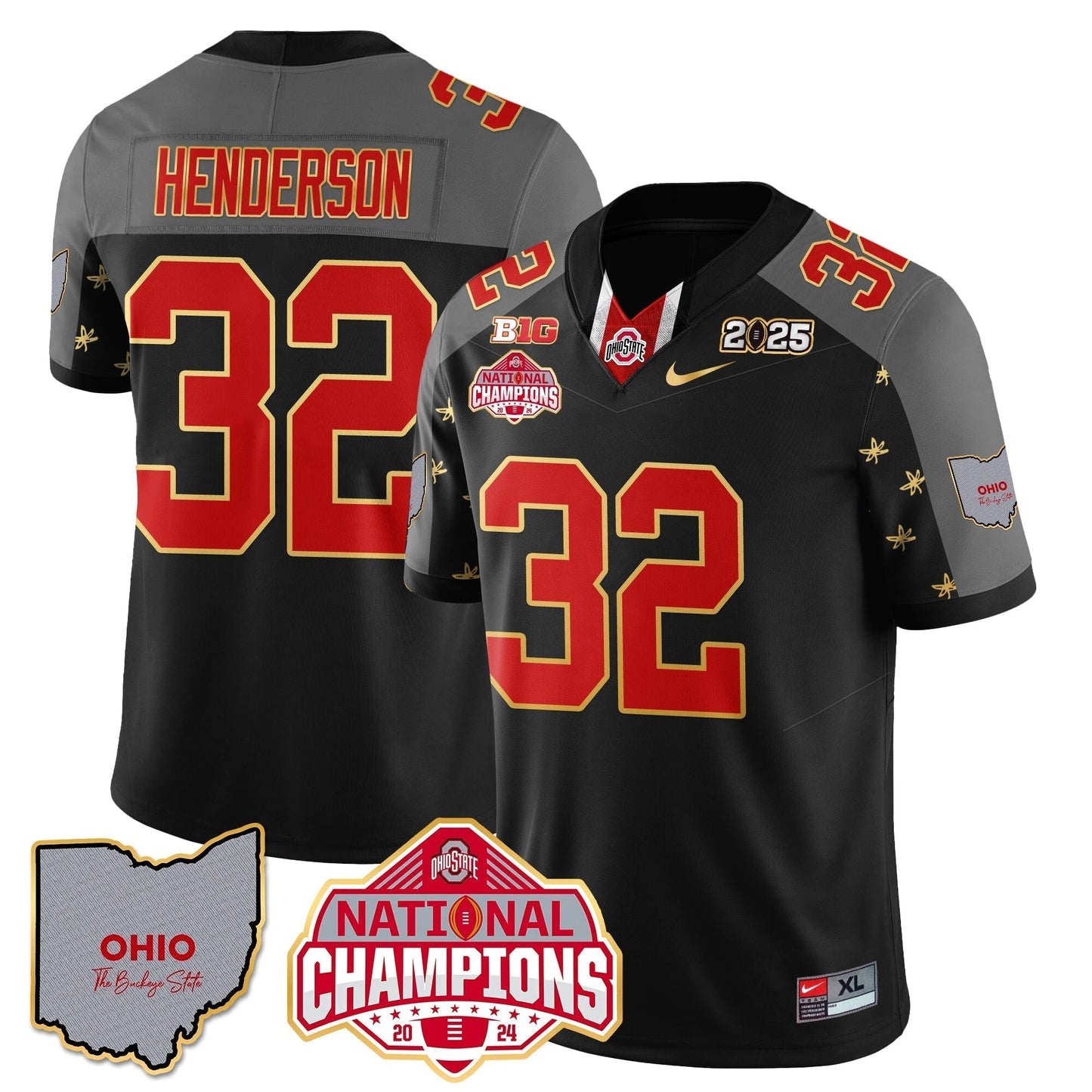 OSU 2025 CFP Patch - National Champions Gold Jersey - All Stitched