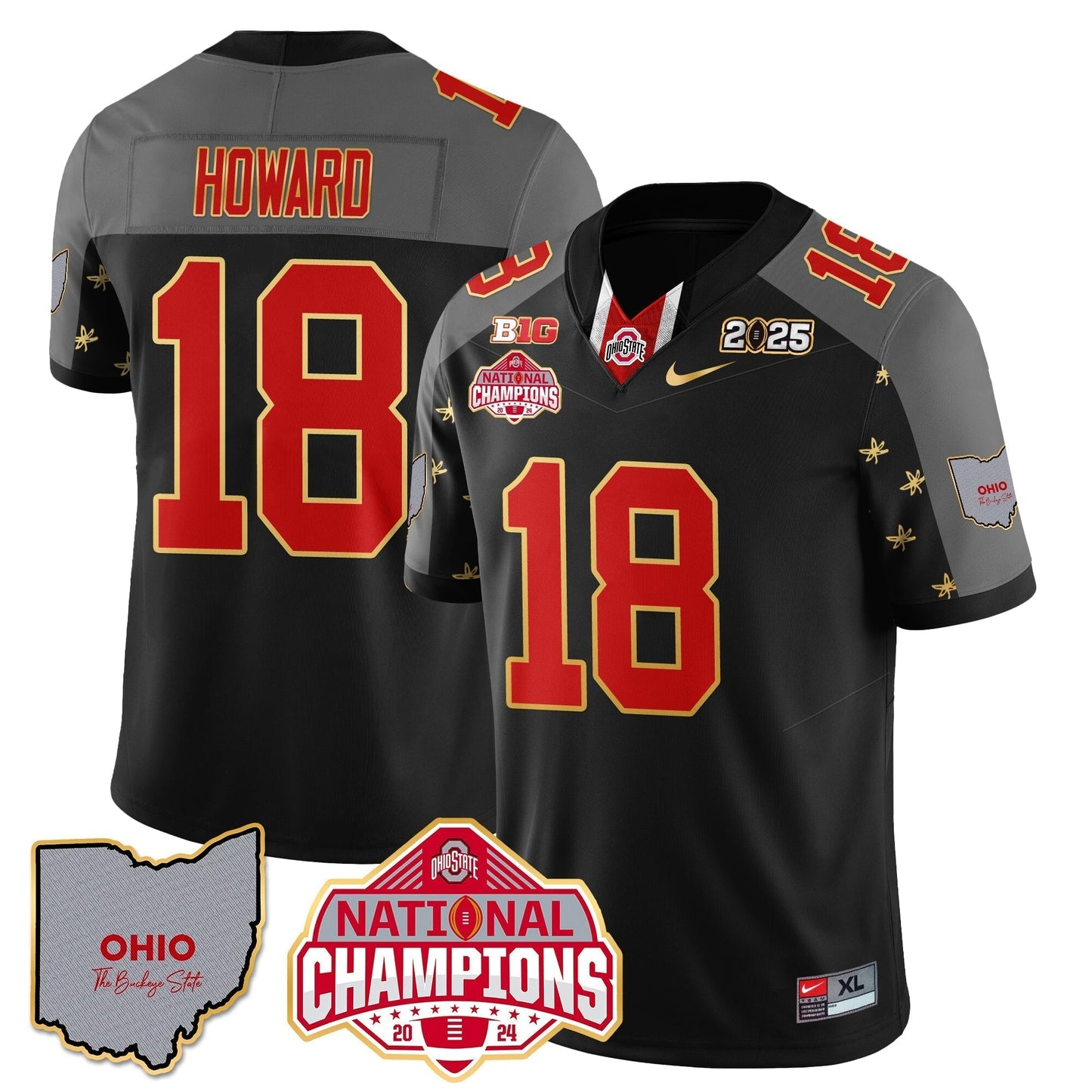 OSU 2025 CFP Patch - National Champions Gold Jersey - All Stitched