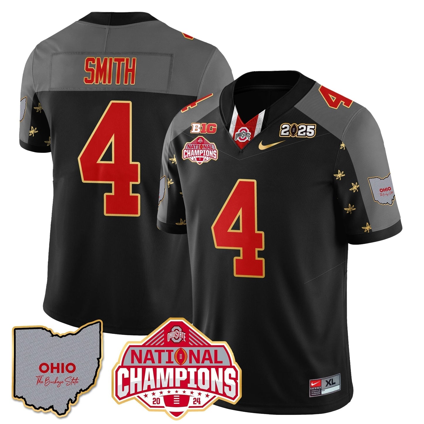 OSU 2025 CFP Patch - National Champions Gold Jersey - All Stitched