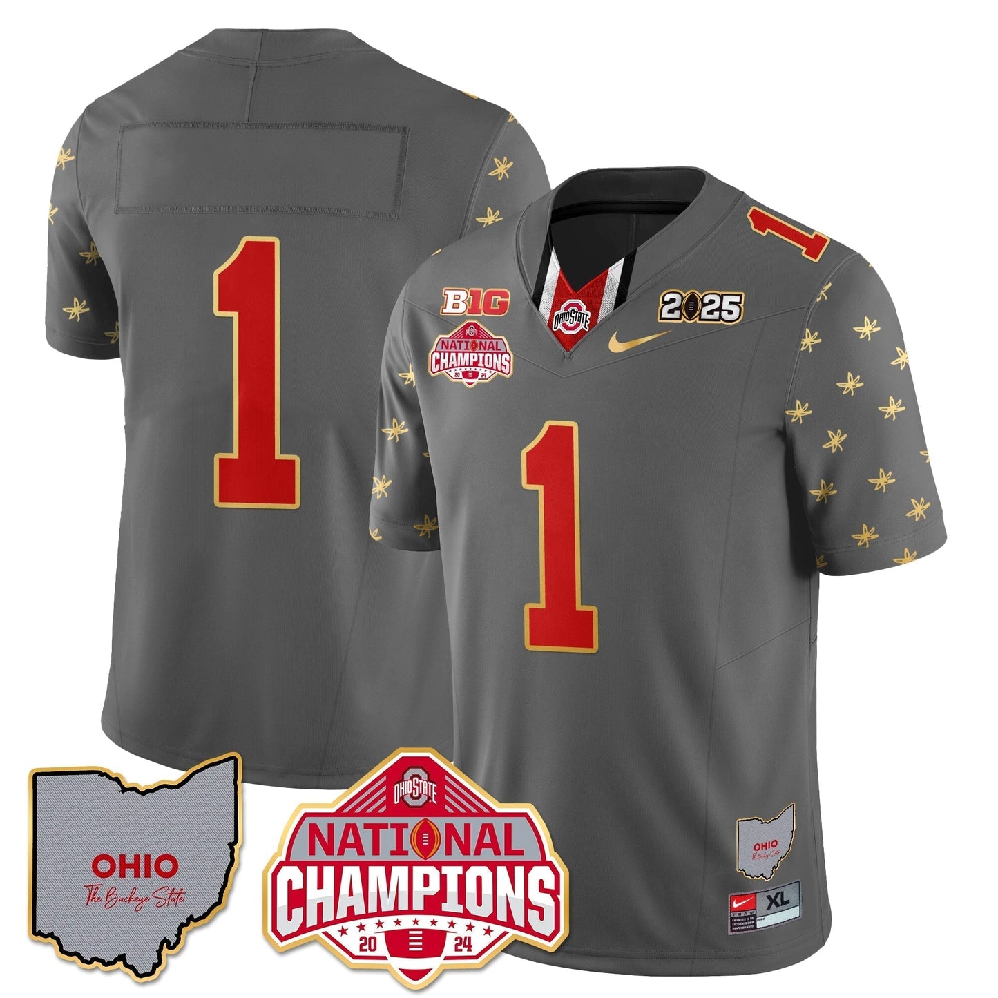 OSU 2025 CFP Patch - National Champions Gold Jersey - All Stitched