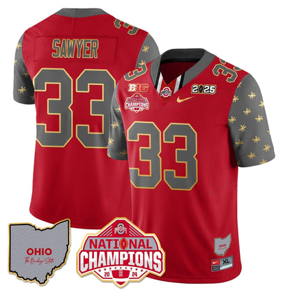 OSU 2025 CFP Patch - National Champions Gold Jersey - All Stitched