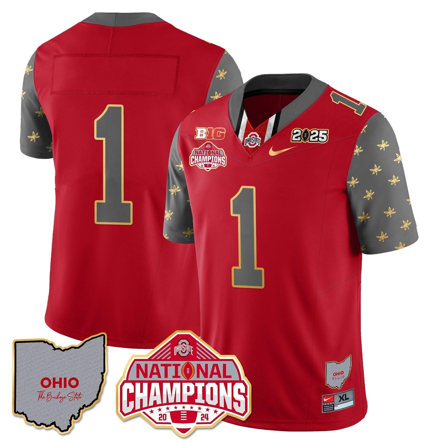 OSU 2025 CFP Patch - National Champions Gold Jersey - All Stitched