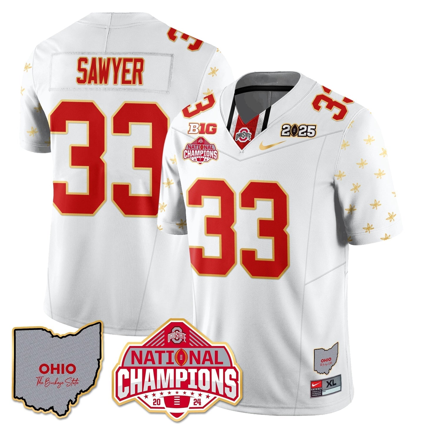 OSU 2025 CFP Patch - National Champions Gold Jersey - All Stitched