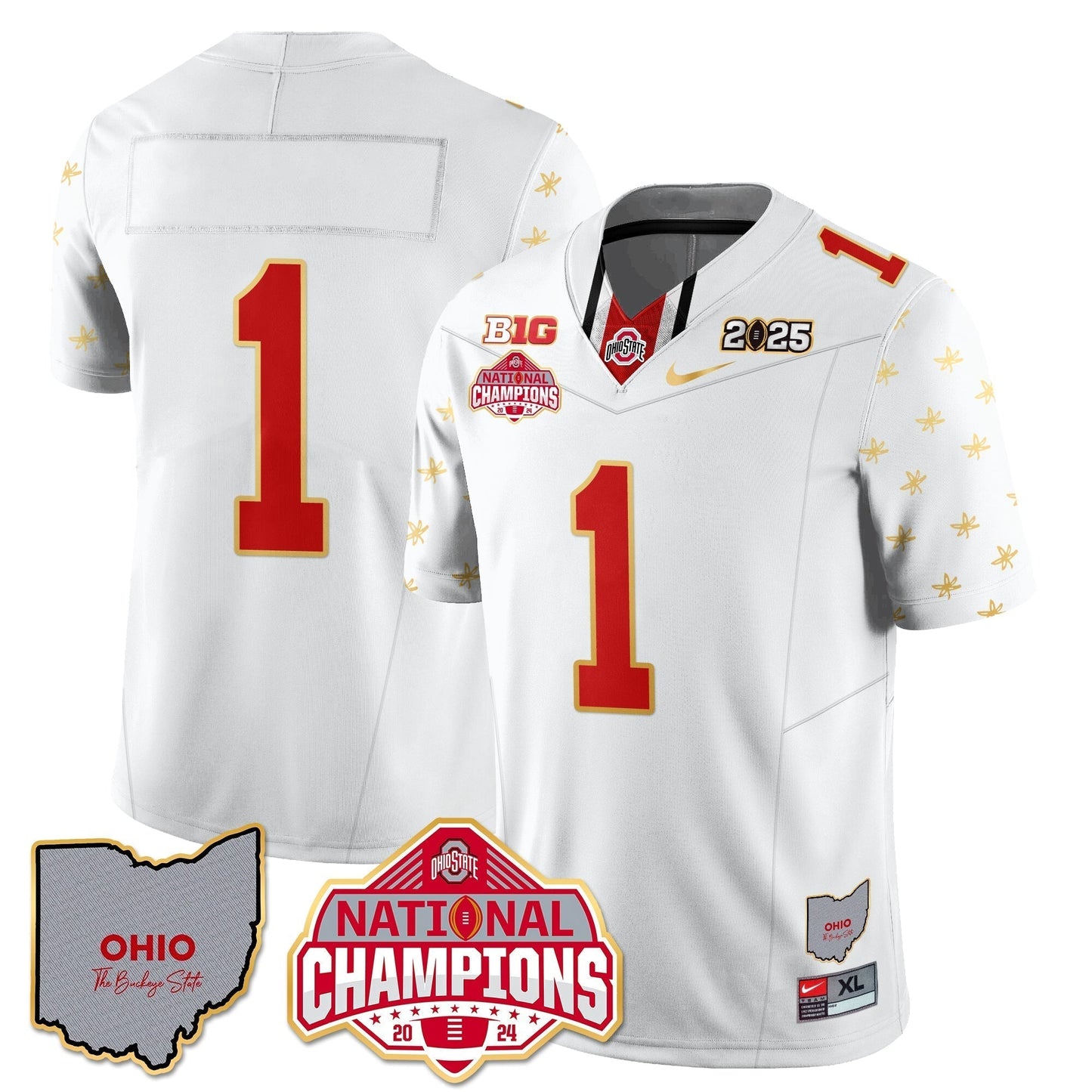 OSU 2025 CFP Patch - National Champions Gold Jersey - All Stitched