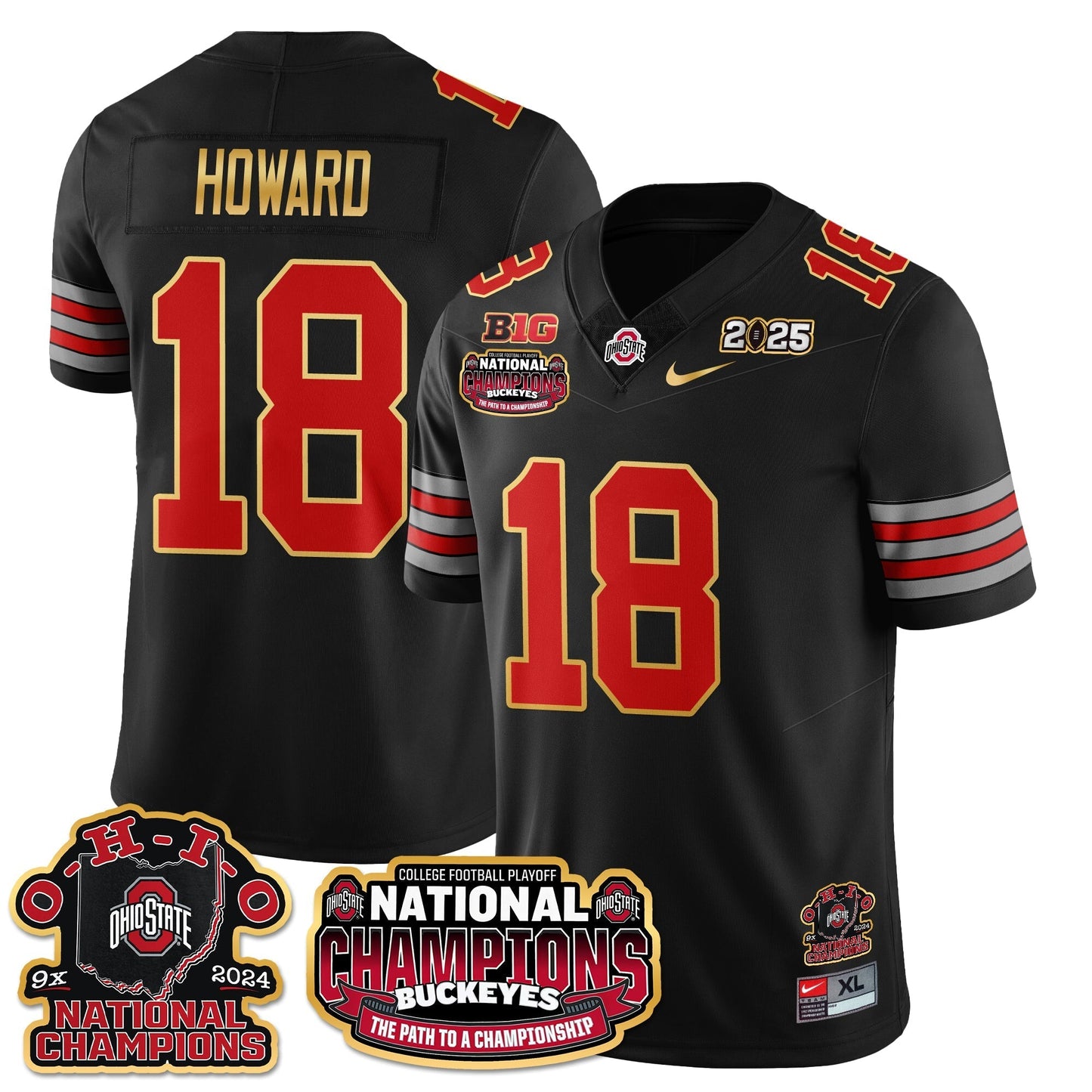 OSU 'Heritage Stripe' 2025 CFP Patch - National Champions Jersey N9 - All Stitched