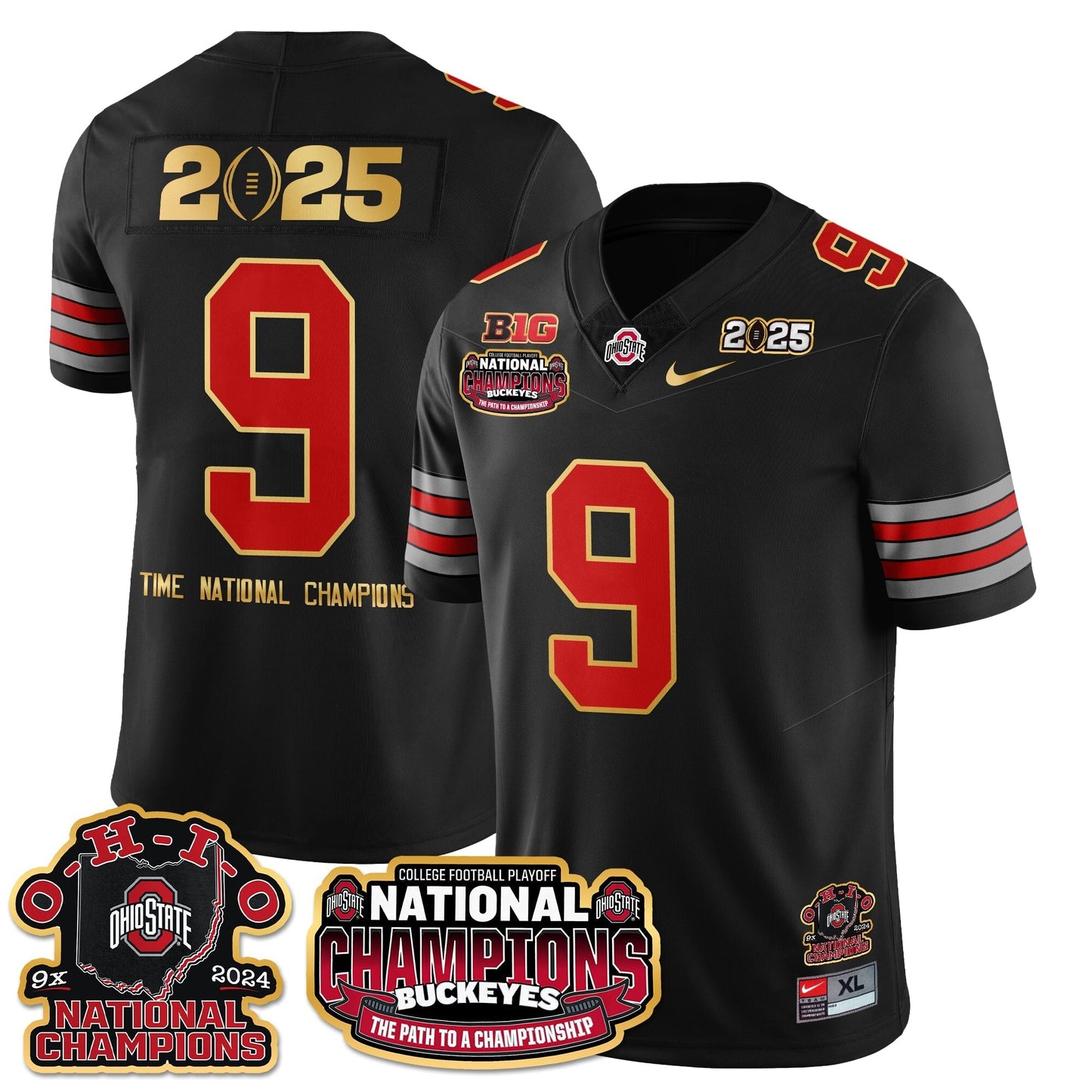 OSU 'Heritage Stripe' 2025 CFP Patch - National Champions Jersey N9 - All Stitched