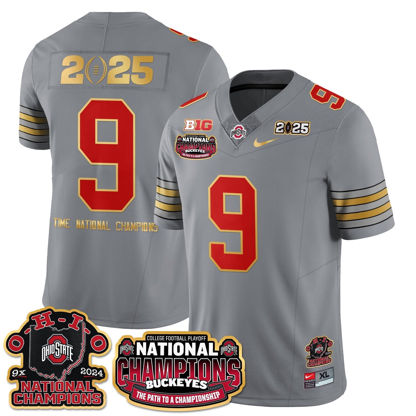 OSU 'Heritage Stripe' 2025 CFP Patch - National Champions Jersey N9 - All Stitched