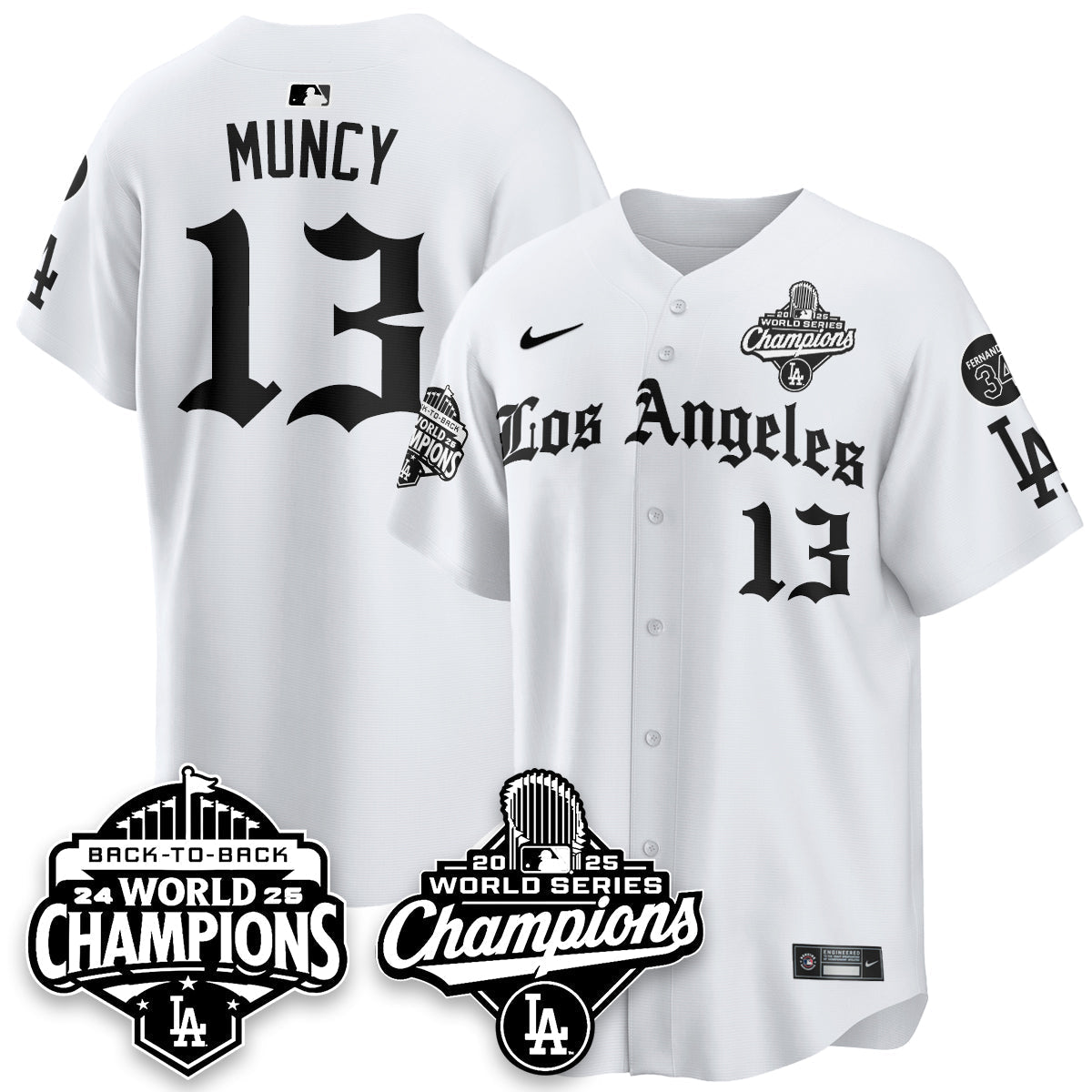 LAD 2025 World Series Champions Vapor Premier Limited Jersey - LA Gothic Edition - All Stitched N2