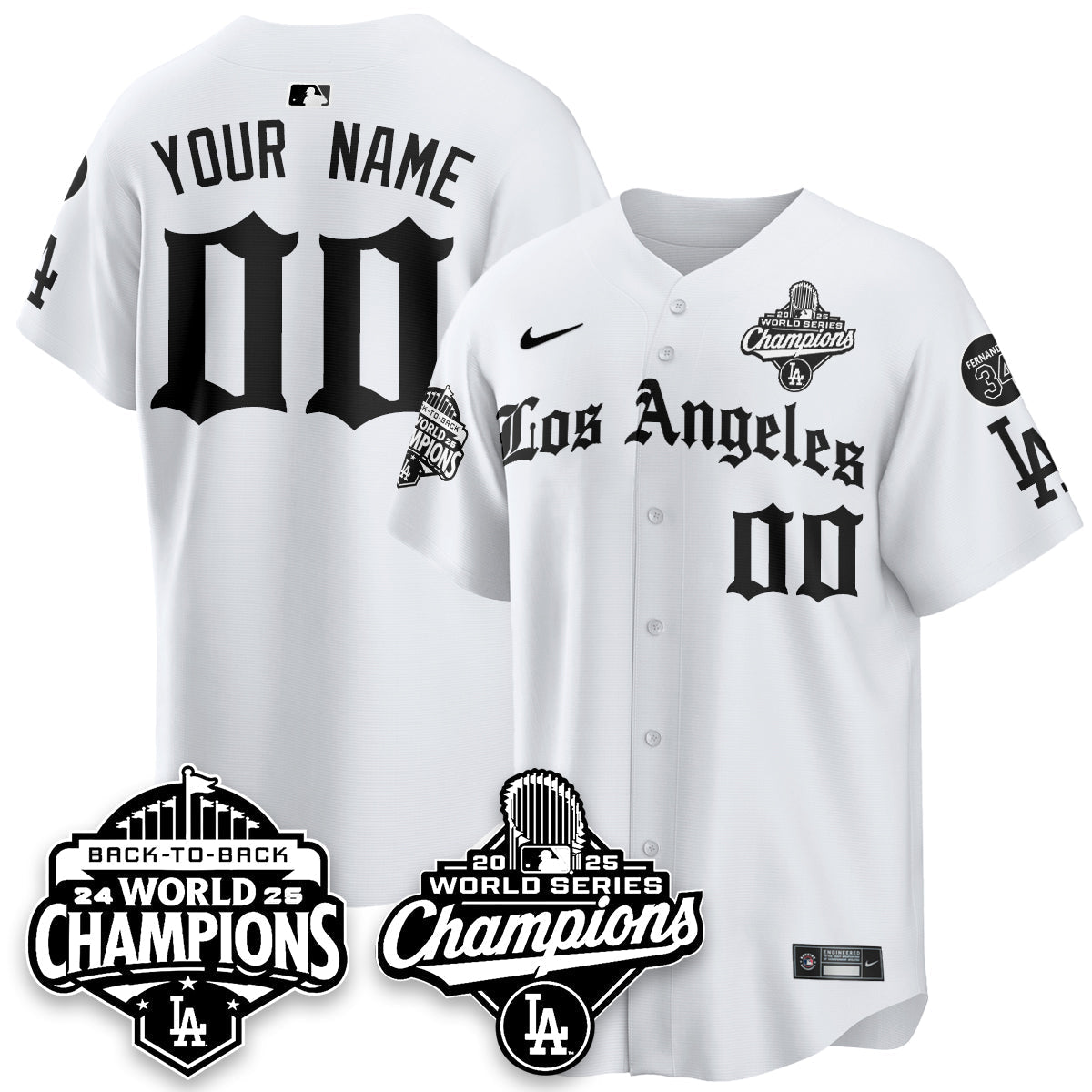 LAD 2025 World Series Champions Vapor Premier Limited Jersey - LA Gothic Edition - All Stitched N2