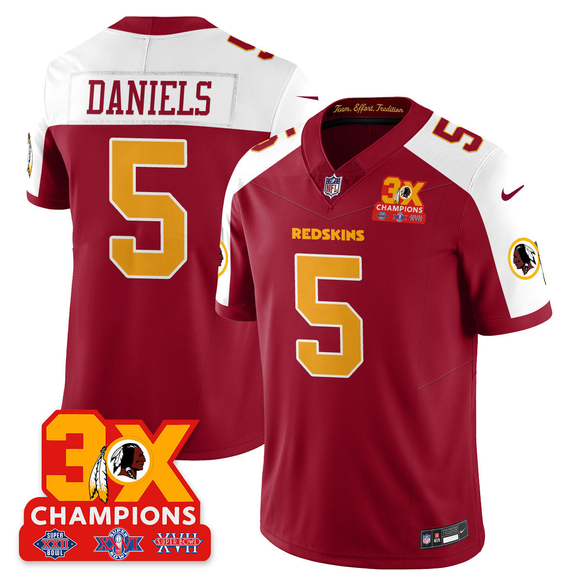 WAS 3-Time Champions Patch Vapor Limited Throwback Jersey - All Stitched