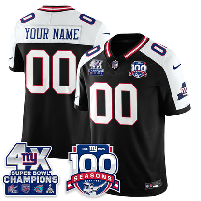 NYG 4-Time Champions Vapor Limited Custom Jersey- 100th Season - All Stitched N1