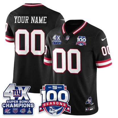 NYG 4-Time Champions Vapor Limited Custom Jersey- 100th Season - All Stitched N1