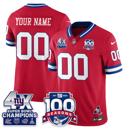 NYG 4-Time Champions Vapor Limited Custom Jersey- 100th Season - All Stitched N1