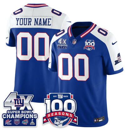 NYG 4-Time Champions Vapor Limited Custom Jersey- 100th Season - All Stitched N1