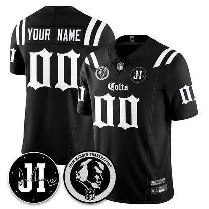 IND Gothic Vapor Limited Custom Jersey - John Madden, Jim Irsay Patch - All Stitched